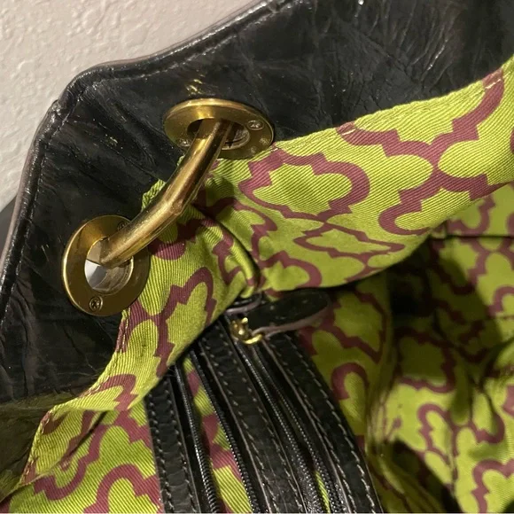 orYANY Lucy crocodile Black patent leather embossed hobo bag. - Picture 9 of 16